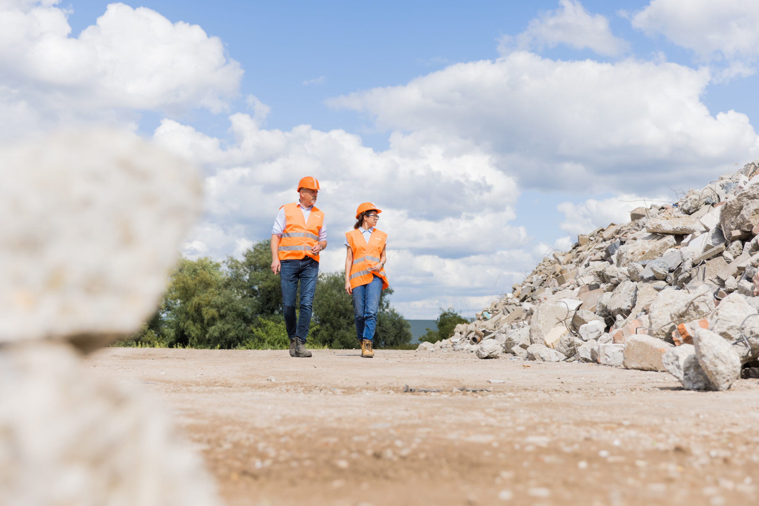 everox staff looking concrete demolition waste for upcycling